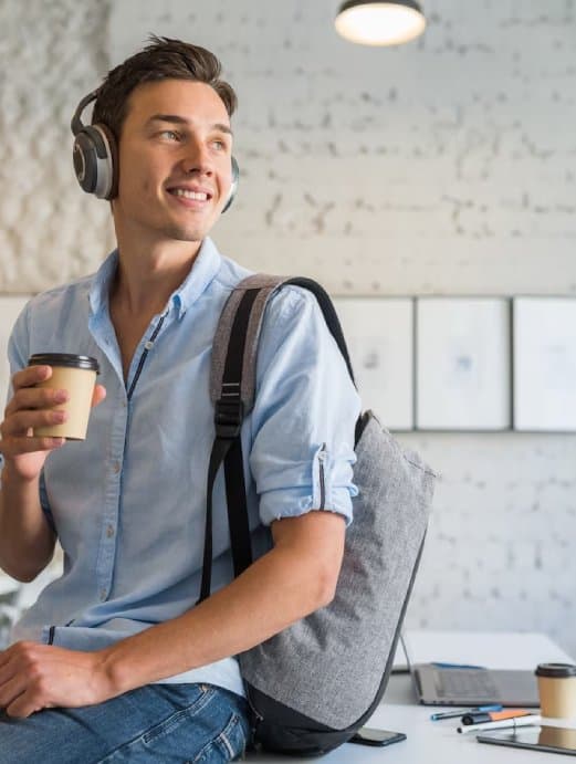 Student with coffee